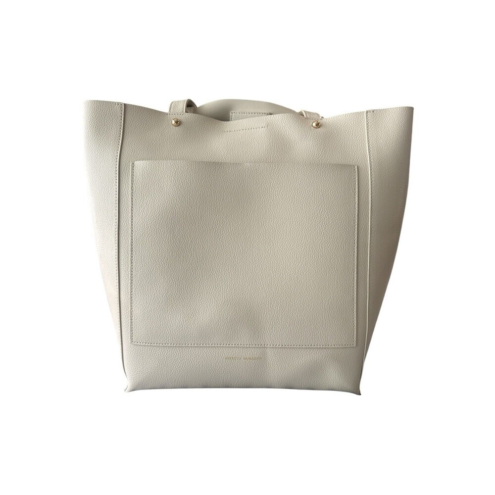 Rebecca Minkoff Stella Large Pebbled Leather Tote Pearl Ivory Gold Shoulder Bag